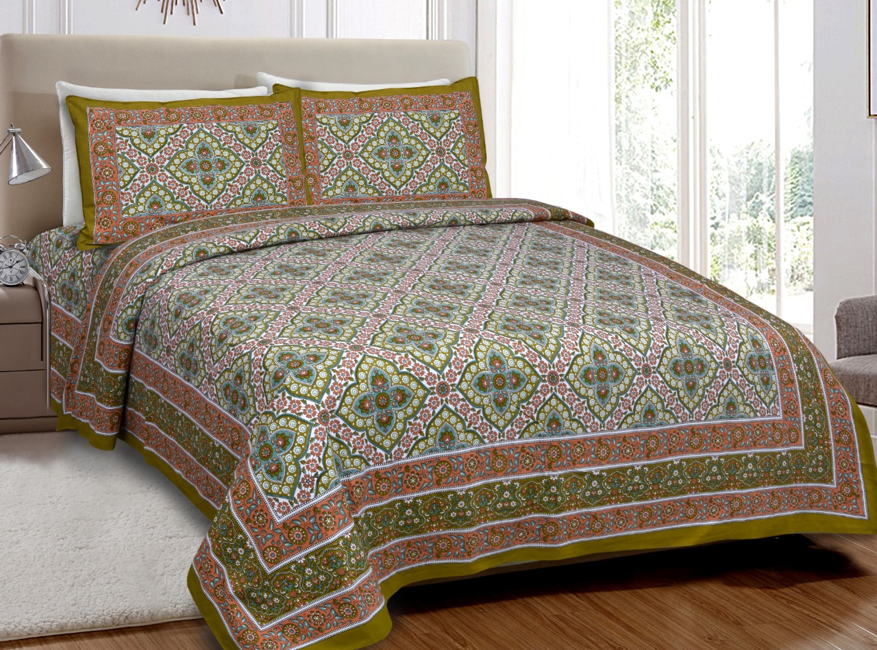 K4u Launch Elegance Pure Autoloom Cotton Dark Colors Bedsheet With Matching Pillow Cover