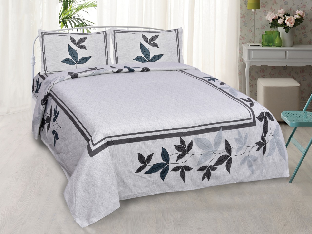 K4u Present Hazel King Size Autoloom Cotton Bedsheet With Pillo Cover At Wholesale Rate
