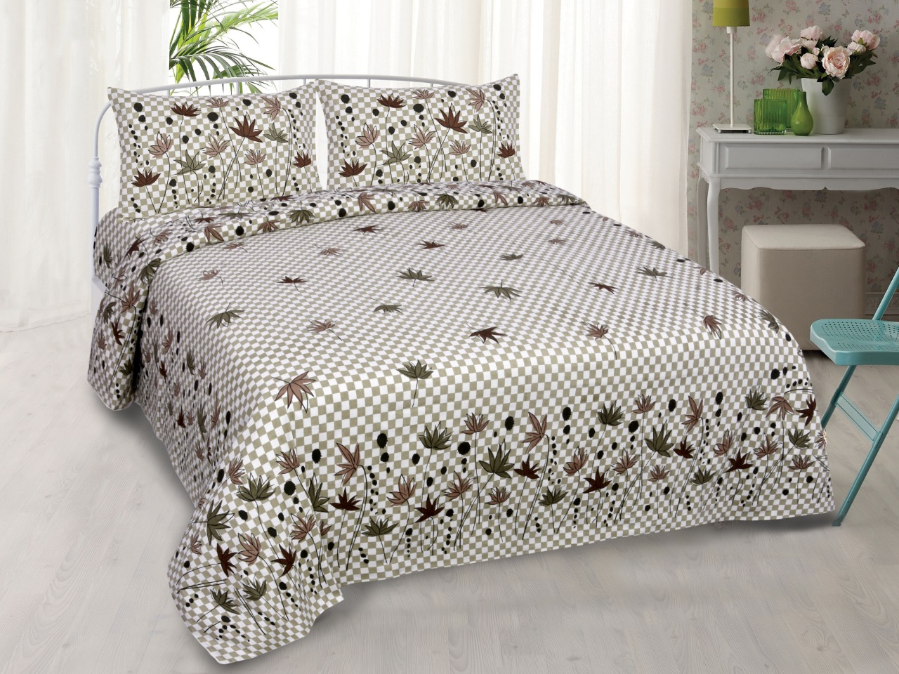 K4u Present Hazel King Size Autoloom Cotton Bedsheet With Pillo Cover At Wholesale Rate