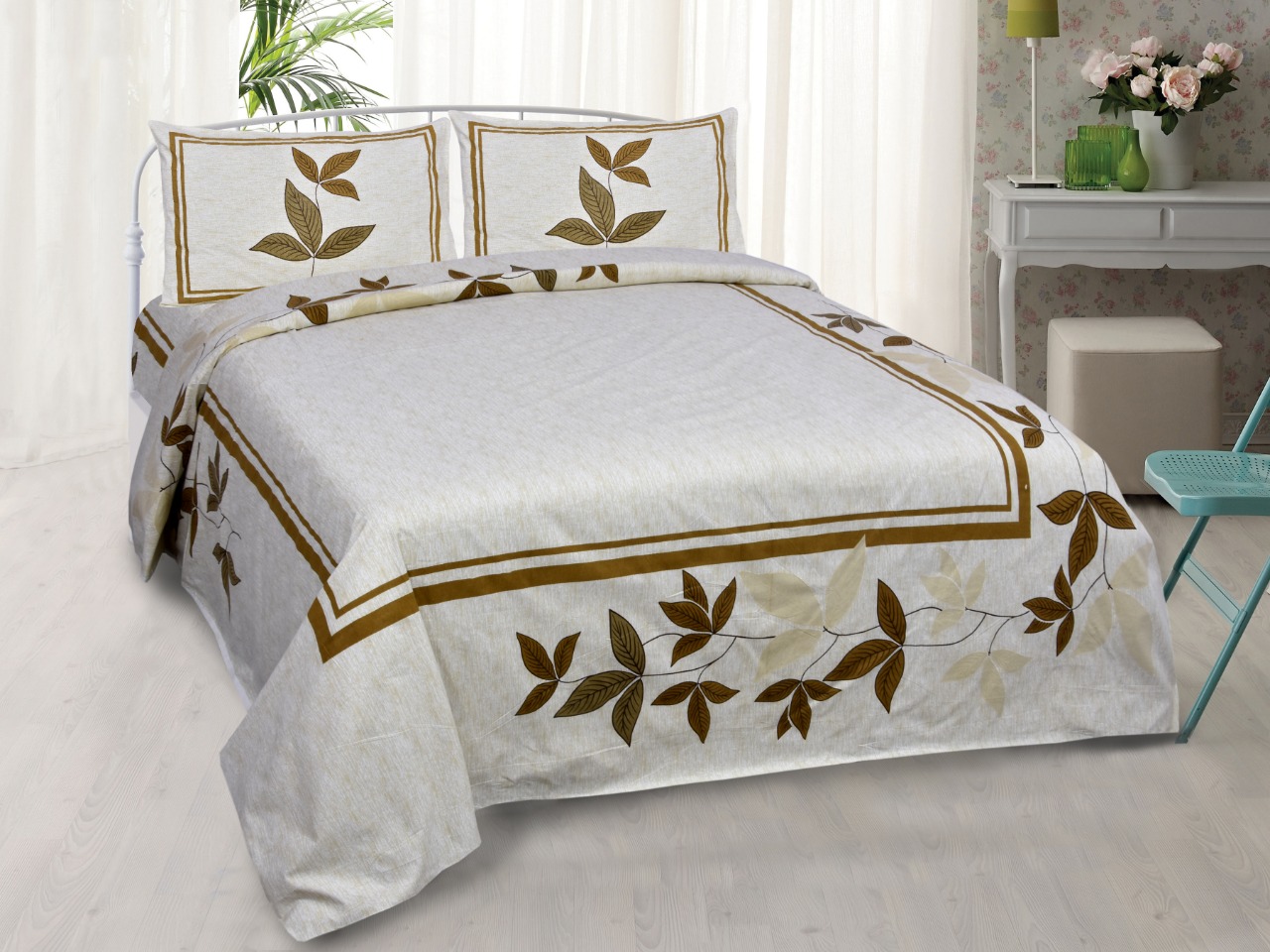 K4u Present Hazel King Size Autoloom Cotton Bedsheet With Pillo Cover At Wholesale Rate