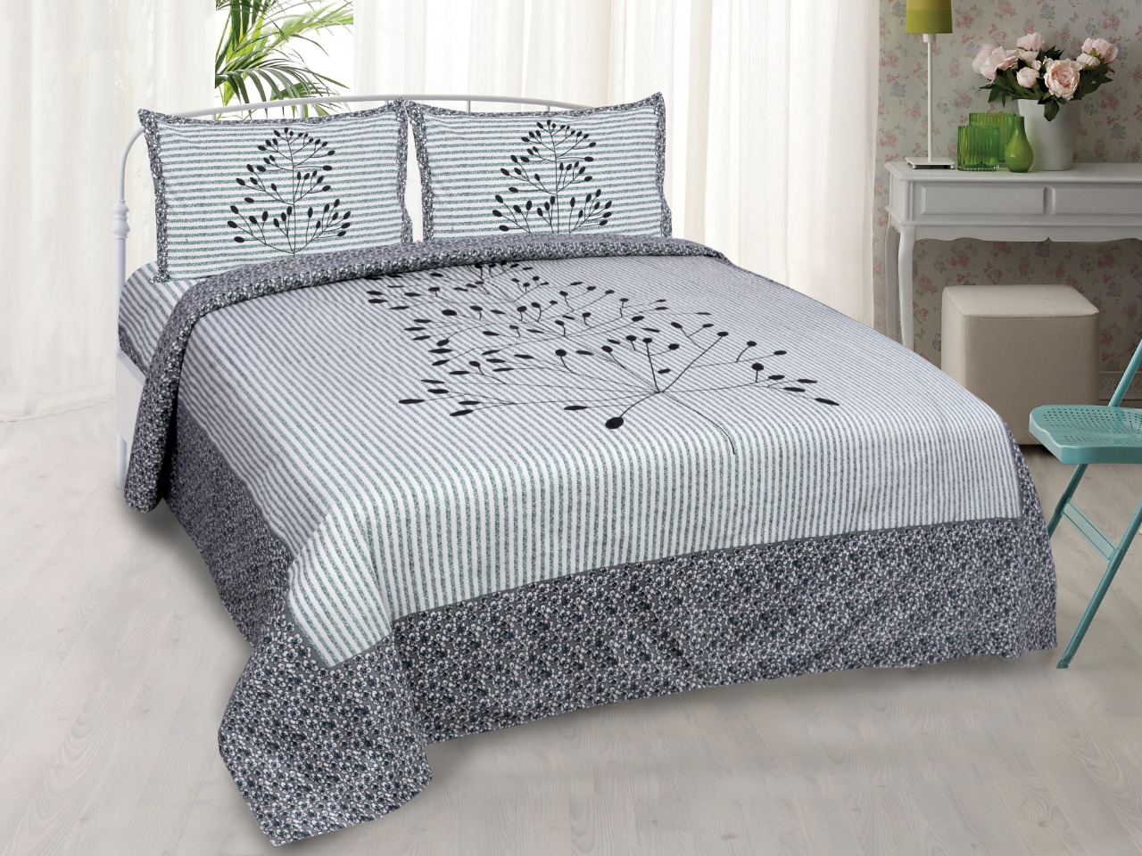 K4u Present Hazel King Size Autoloom Cotton Bedsheet With Pillo Cover At Wholesale Rate