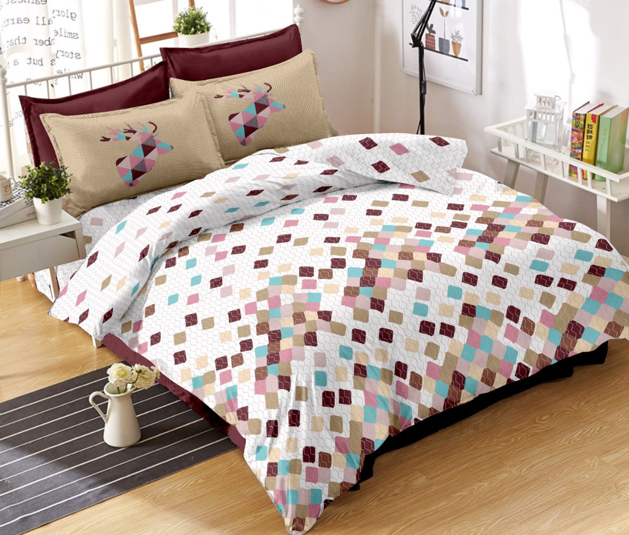 K4u Wonderland King Size Cotton Bedsheet With Matching Penal Pillow Cover