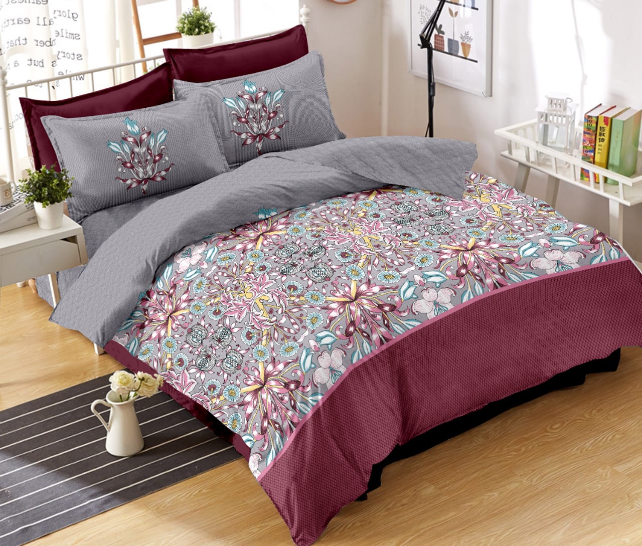 K4u Wonderland King Size Cotton Bedsheet With Matching Penal Pillow Cover