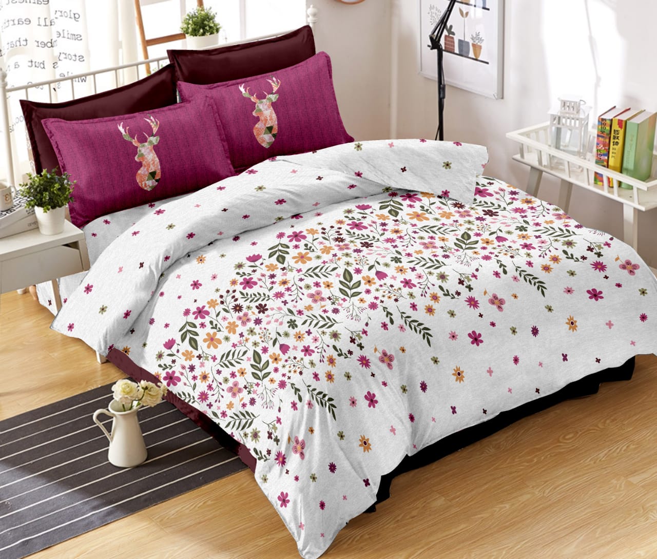 K4u Wonderland King Size Cotton Bedsheet With Matching Penal Pillow Cover