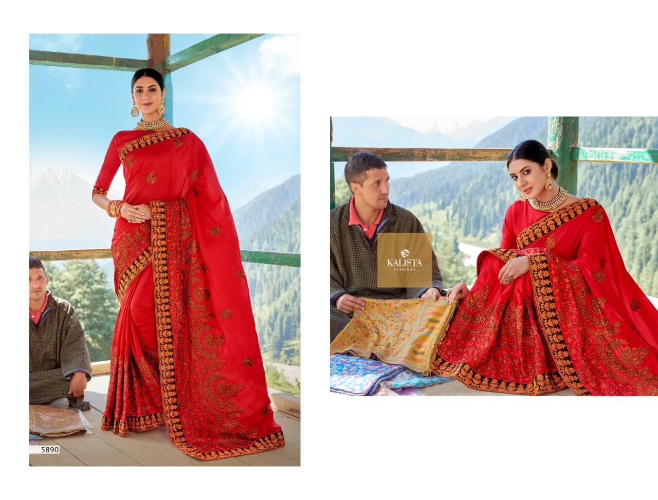 Kalista Presents Orange Sana Silk Exclusive New Design Print Saree Online Shopping