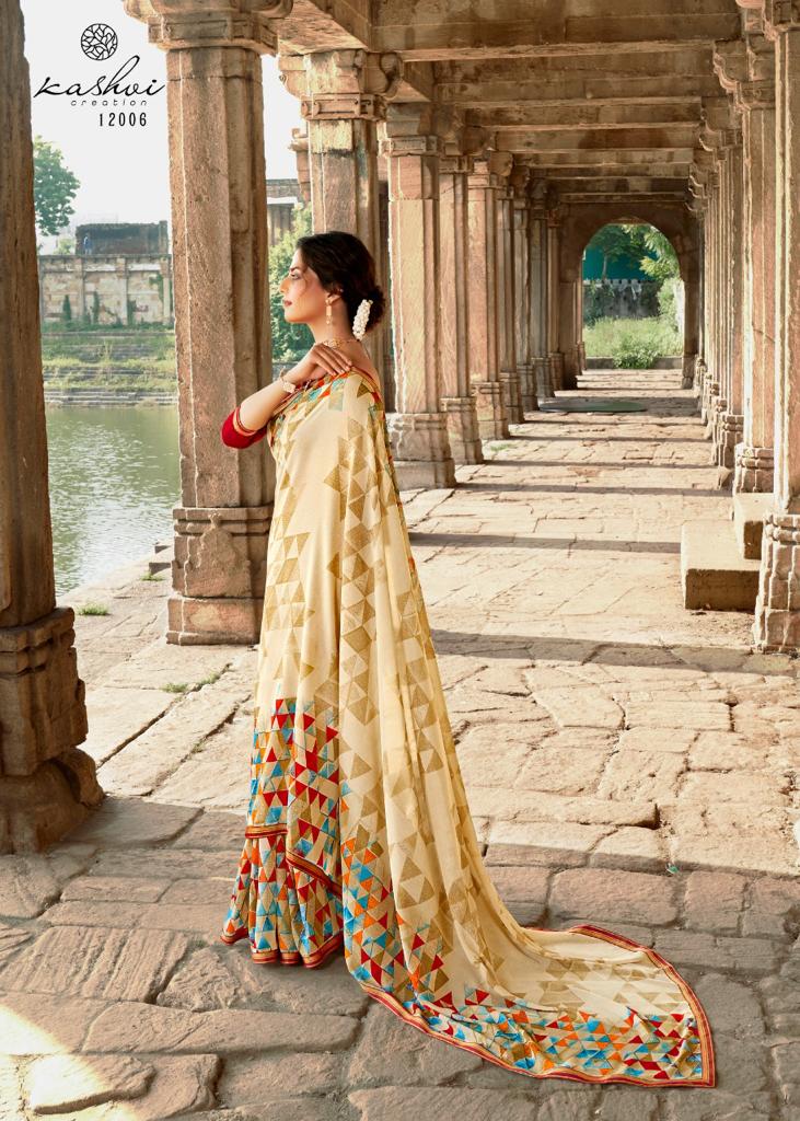 Kashvi Creation Fiza Malmal Georgette With Border Casual Wear Saree Wholesaler