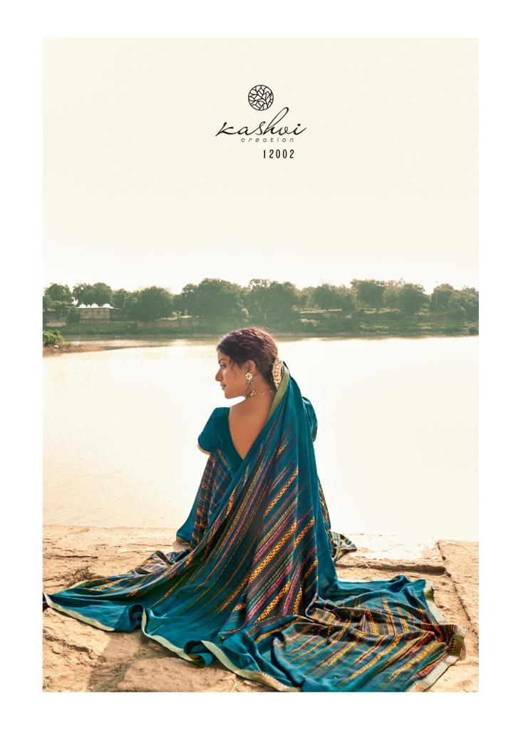 Kashvi Creation Fiza Malmal Georgette With Border Casual Wear Saree Wholesaler