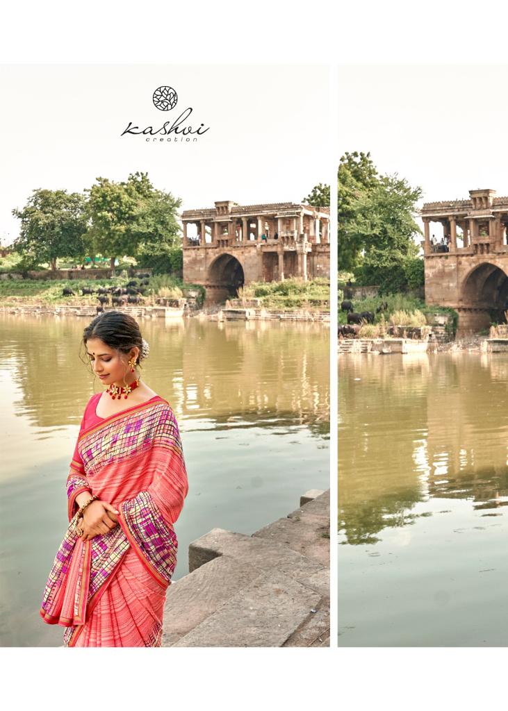 Kashvi Creation Fiza Malmal Georgette With Border Casual Wear Saree Wholesaler