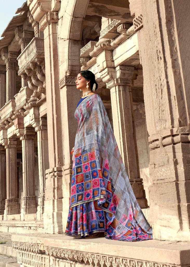 Kashvi Creation Fiza Malmal Georgette With Border Casual Wear Saree Wholesaler