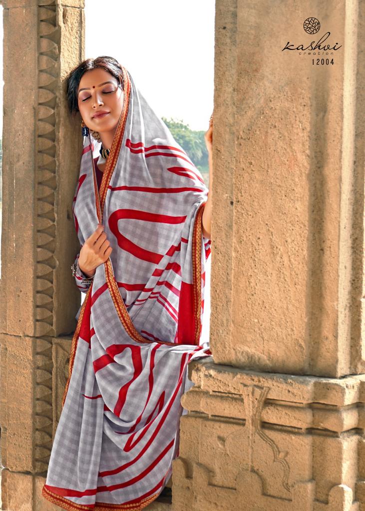 Kashvi Creation Fiza Malmal Georgette With Border Casual Wear Saree Wholesaler