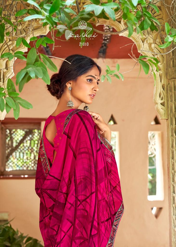 Kashvi Creation Launch Sadhna Georgette With Work Casual Wear Saree Clothing Store In Surat