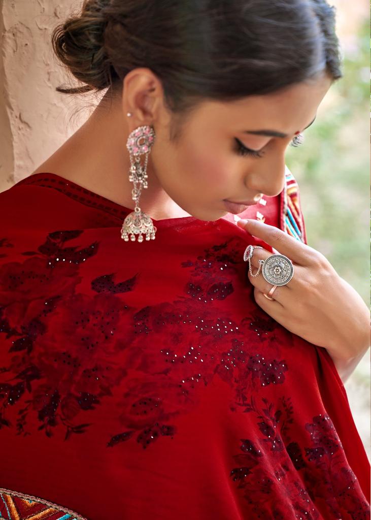 Kashvi Creation Launch Sadhna Georgette With Work Casual Wear Saree Clothing Store In Surat