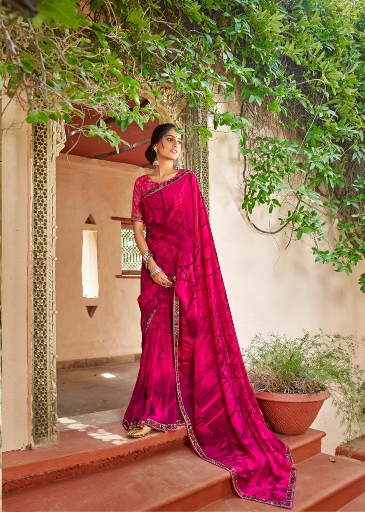 Kashvi Creation Launch Sadhna Georgette With Work Casual Wear Saree Clothing Store In Surat