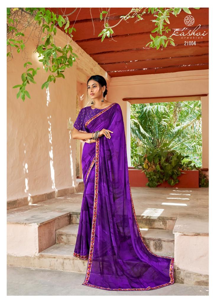 Kashvi Creation Launch Sadhna Georgette With Work Casual Wear Saree Clothing Store In Surat