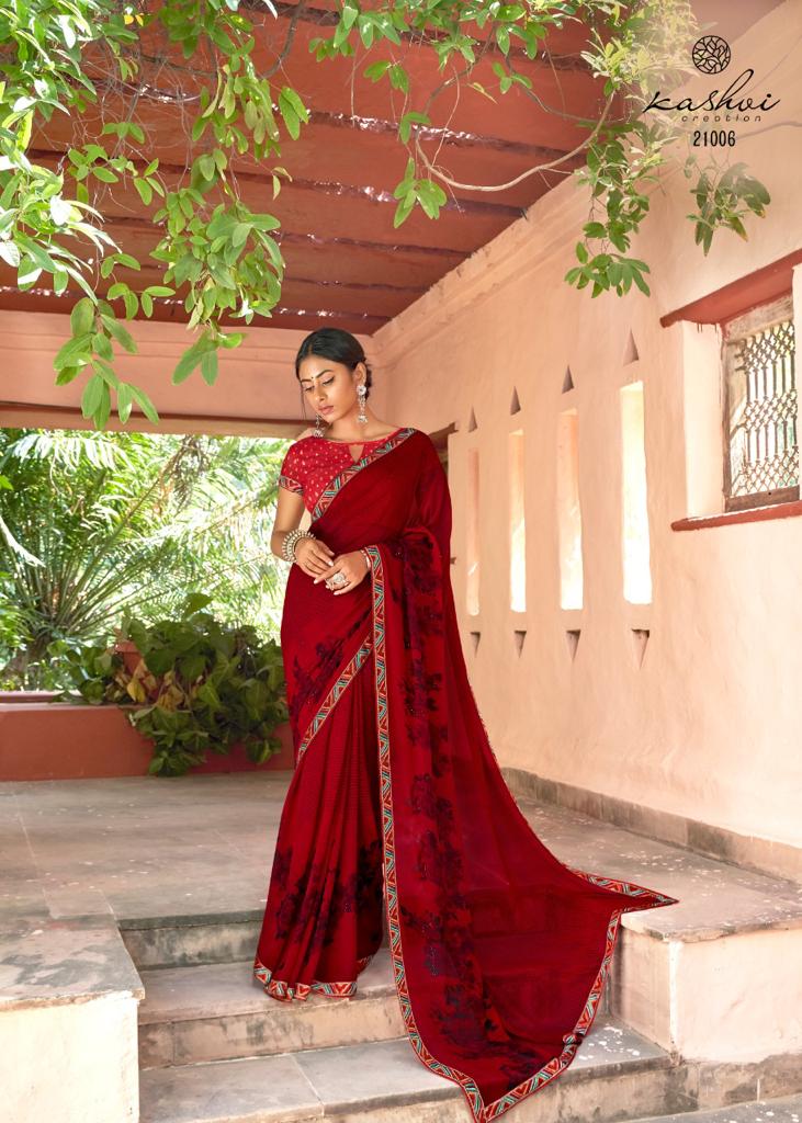Kashvi Creation Launch Sadhna Georgette With Work Casual Wear Saree Clothing Store In Surat