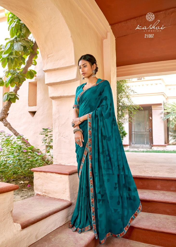 Kashvi Creation Launch Sadhna Georgette With Work Casual Wear Saree Clothing Store In Surat