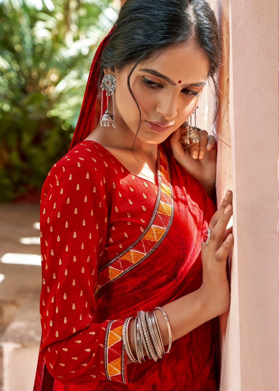 Kashvi Creation Launch Sadhna Georgette With Work Casual Wear Saree Clothing Store In Surat
