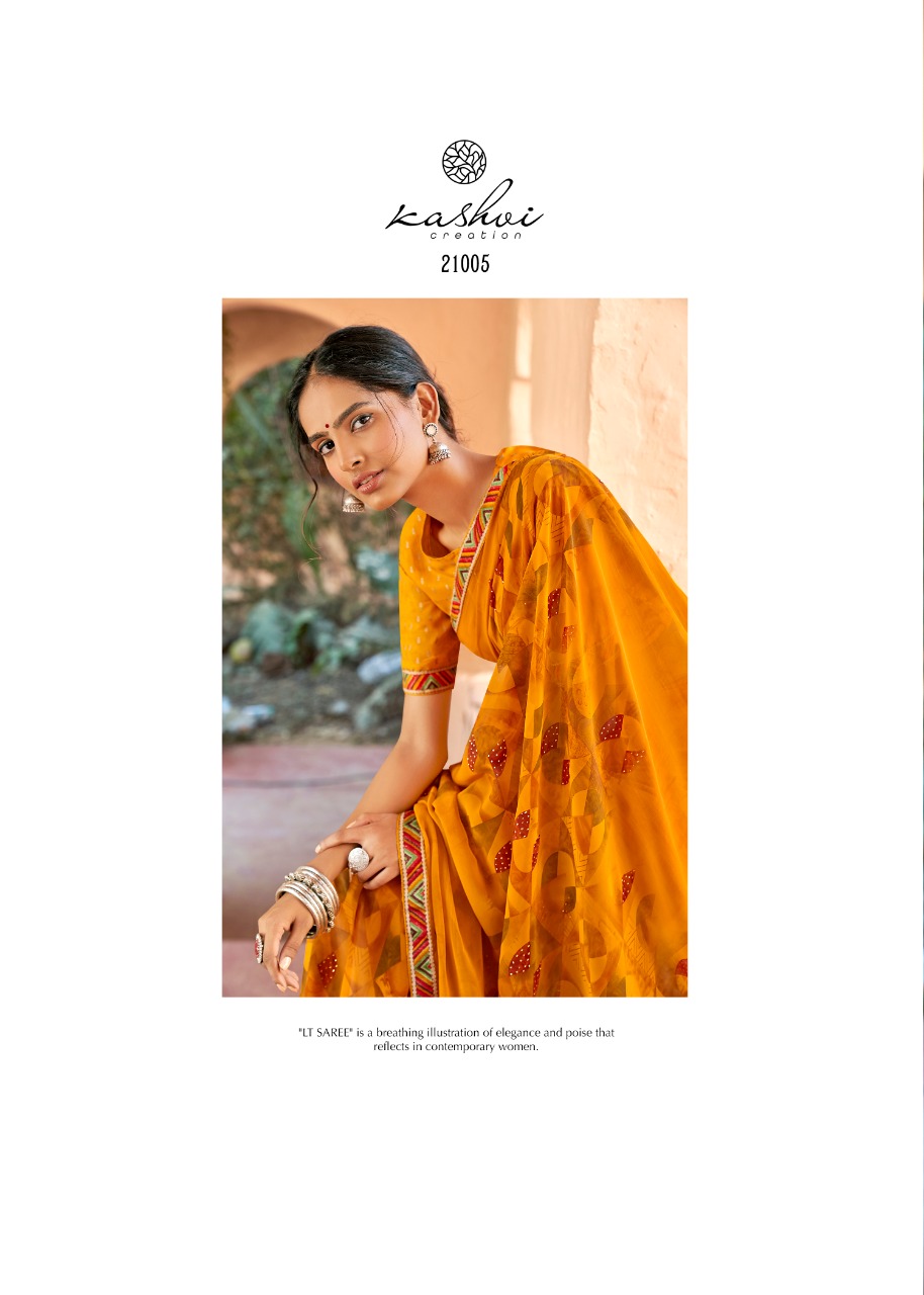 Kashvi Creation Launch Sadhna Georgette With Work Casual Wear Saree Clothing Store In Surat