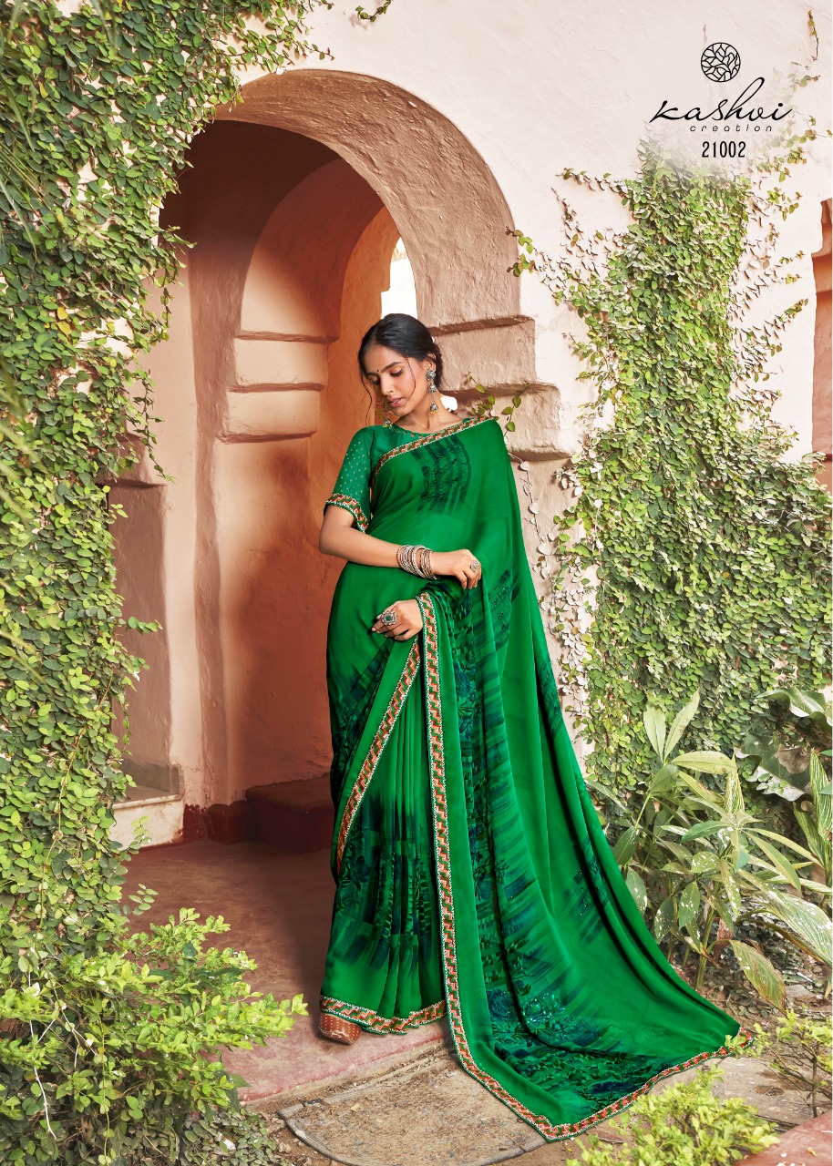 Kashvi Creation Launch Sadhna Georgette With Work Casual Wear Saree Clothing Store In Surat