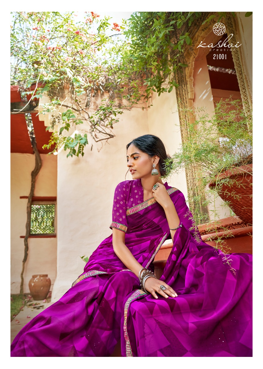 Kashvi Creation Launch Sadhna Georgette With Work Casual Wear Saree Clothing Store In Surat