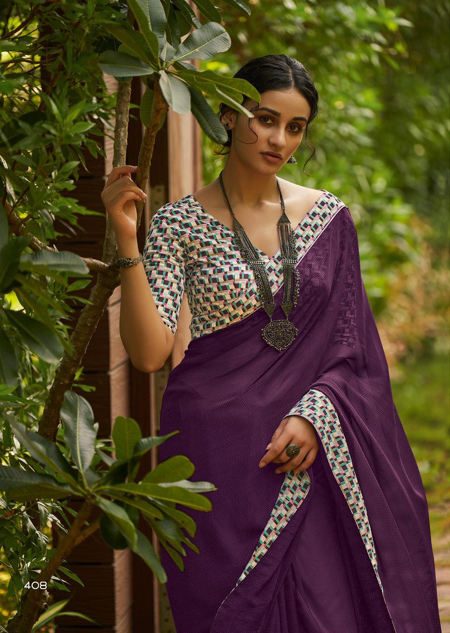 Kashvi Creation Presents Mehar Georgette Printed With Border Casual Wear Synthetic Saree