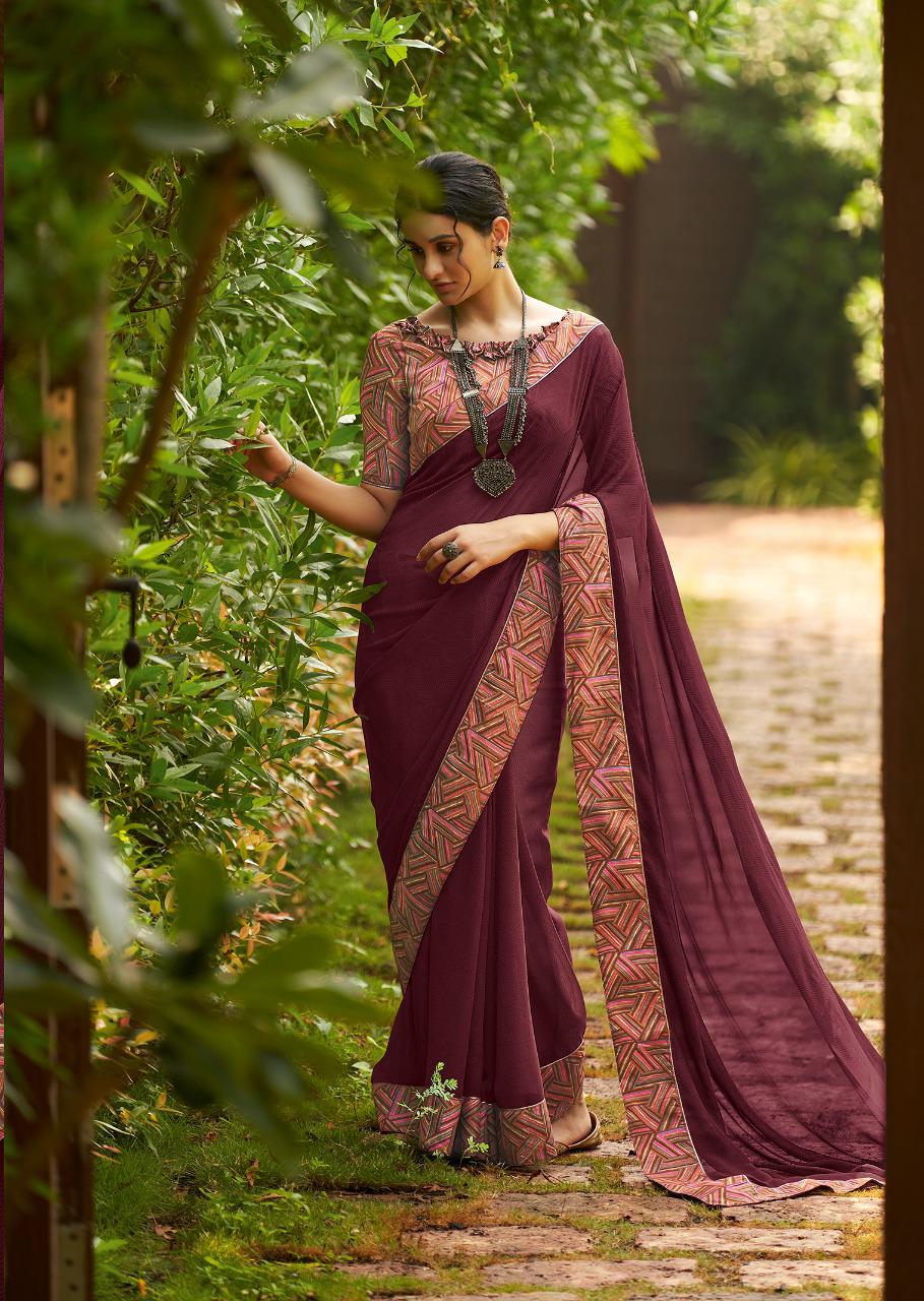 Kashvi Creation Presents Mehar Georgette Printed With Border Casual Wear Synthetic Saree