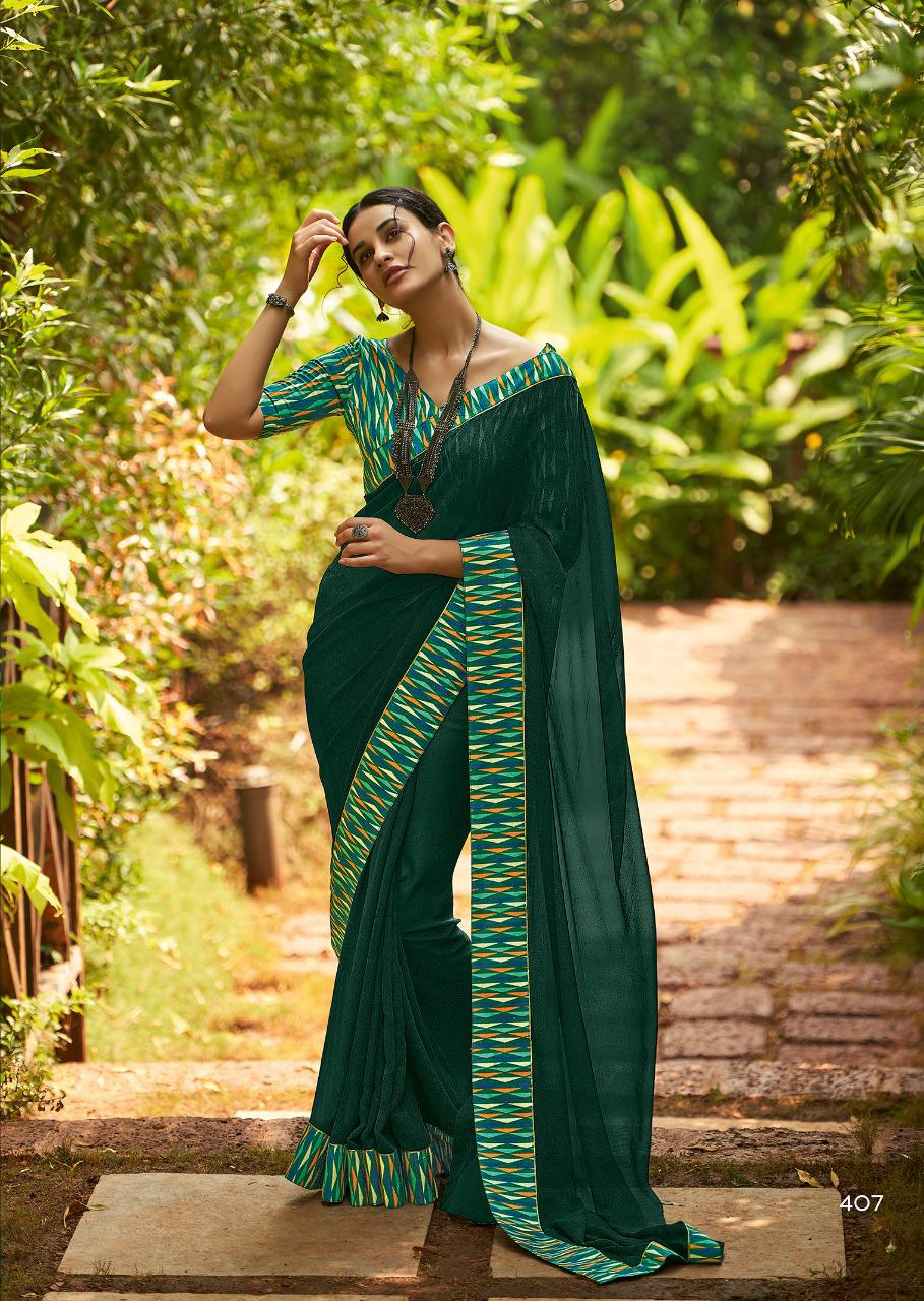 Kashvi Creation Presents Mehar Georgette Printed With Border Casual Wear Synthetic Saree