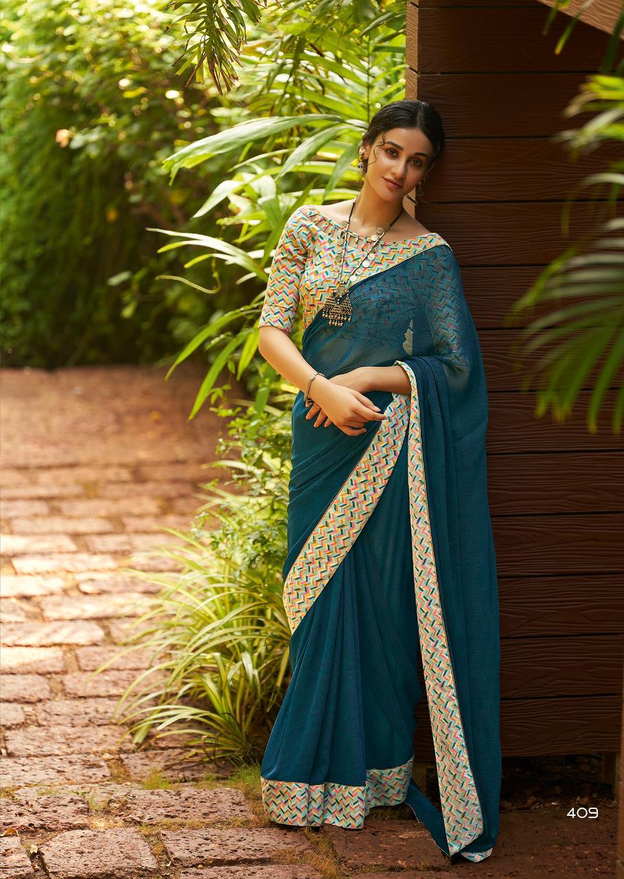 Kashvi Creation Presents Mehar Georgette Printed With Border Casual Wear Synthetic Saree