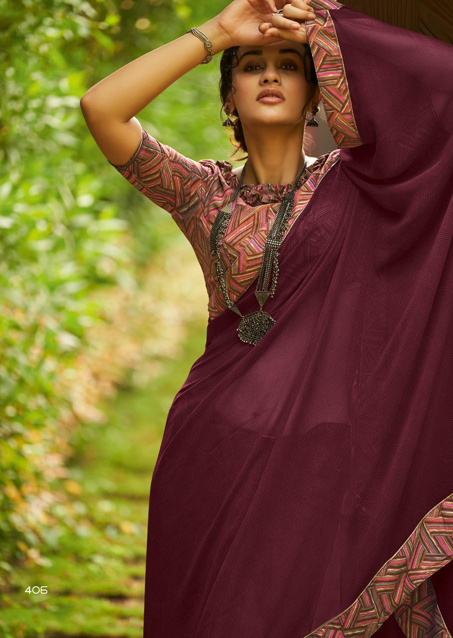 Kashvi Creation Presents Mehar Georgette Printed With Border Casual Wear Synthetic Saree