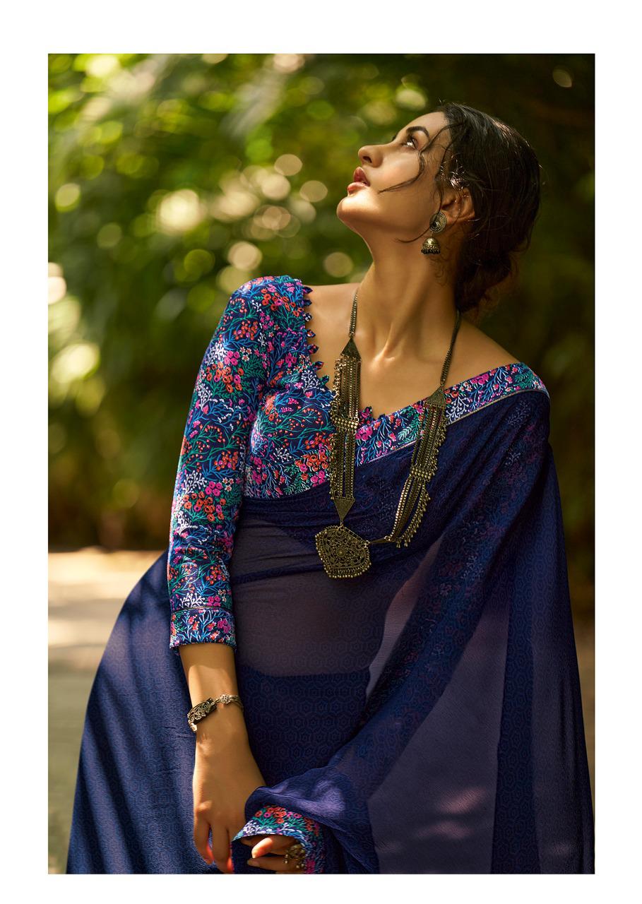 Kashvi Creation Presents Mehar Georgette Printed With Border Casual Wear Synthetic Saree