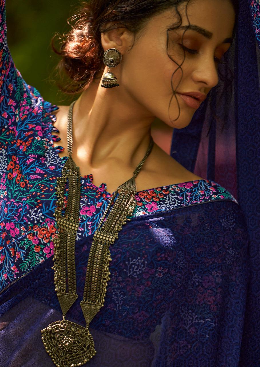 Kashvi Creation Presents Mehar Georgette Printed With Border Casual Wear Synthetic Saree