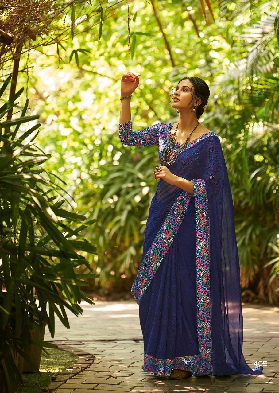 Kashvi Creation Presents Mehar Georgette Printed With Border Casual Wear Synthetic Saree