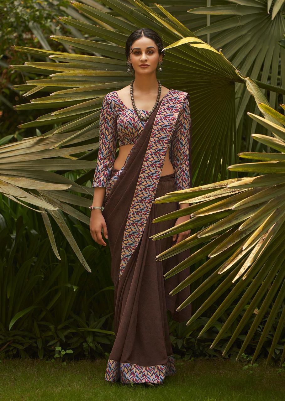 Kashvi Creation Presents Mehar Georgette Printed With Border Casual Wear Synthetic Saree