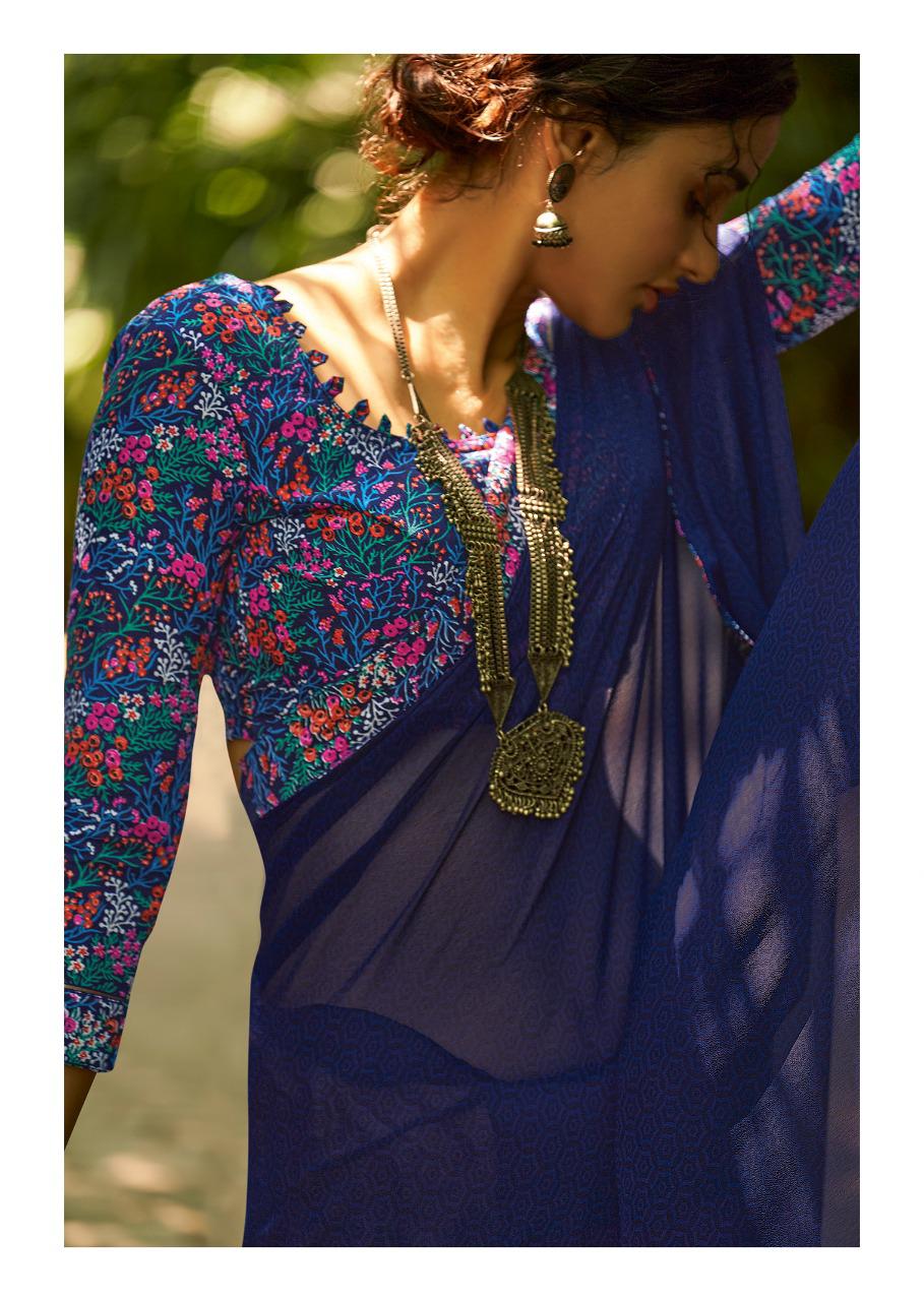 Kashvi Creation Presents Mehar Georgette Printed With Border Casual Wear Synthetic Saree