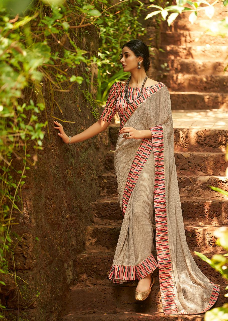 Kashvi Creation Presents Mehar Georgette Printed With Border Casual Wear Synthetic Saree