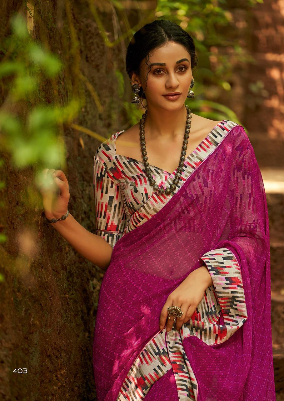 Kashvi Creation Presents Mehar Georgette Printed With Border Casual Wear Synthetic Saree
