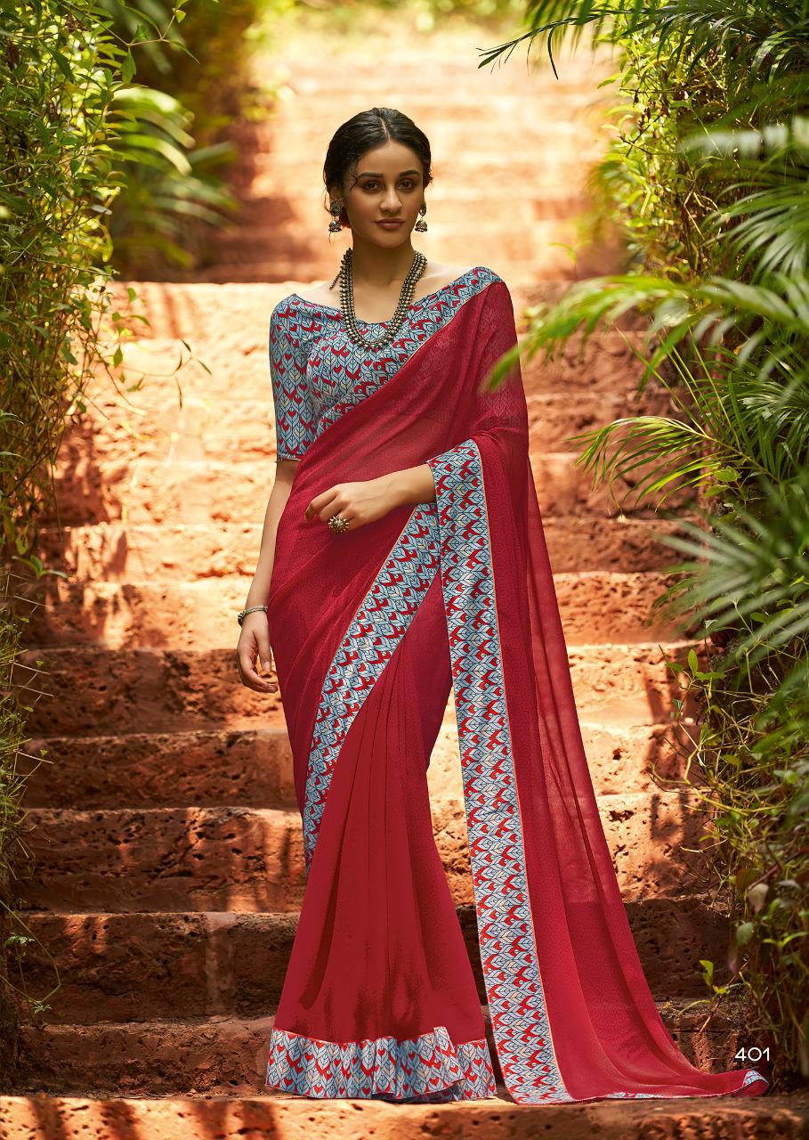 Kashvi Creation Presents Mehar Georgette Printed With Border Casual Wear Synthetic Saree