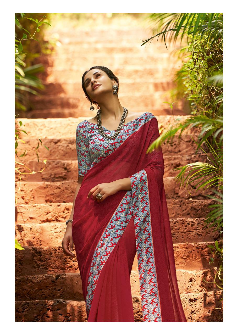 Kashvi Creation Presents Mehar Georgette Printed With Border Casual Wear Synthetic Saree