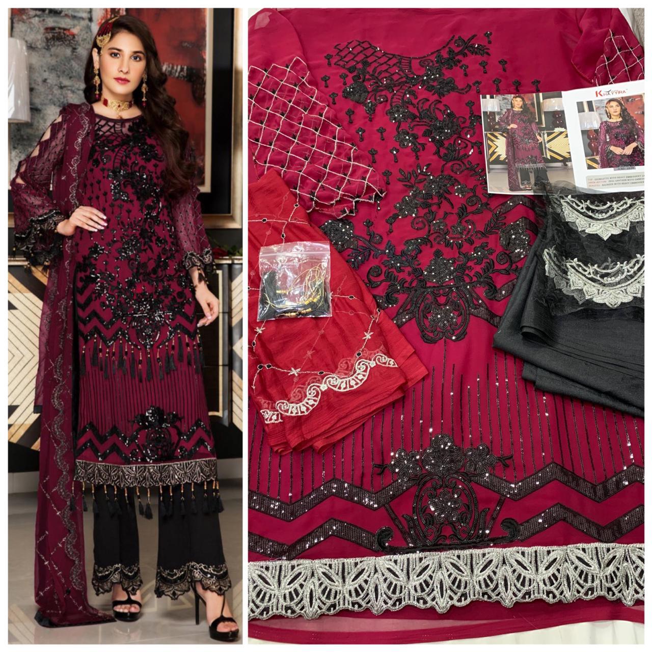 Khayyira Suits Maryams Gold Nx Georgette Heavy Embroidery Salwar Kameez In Surat Market