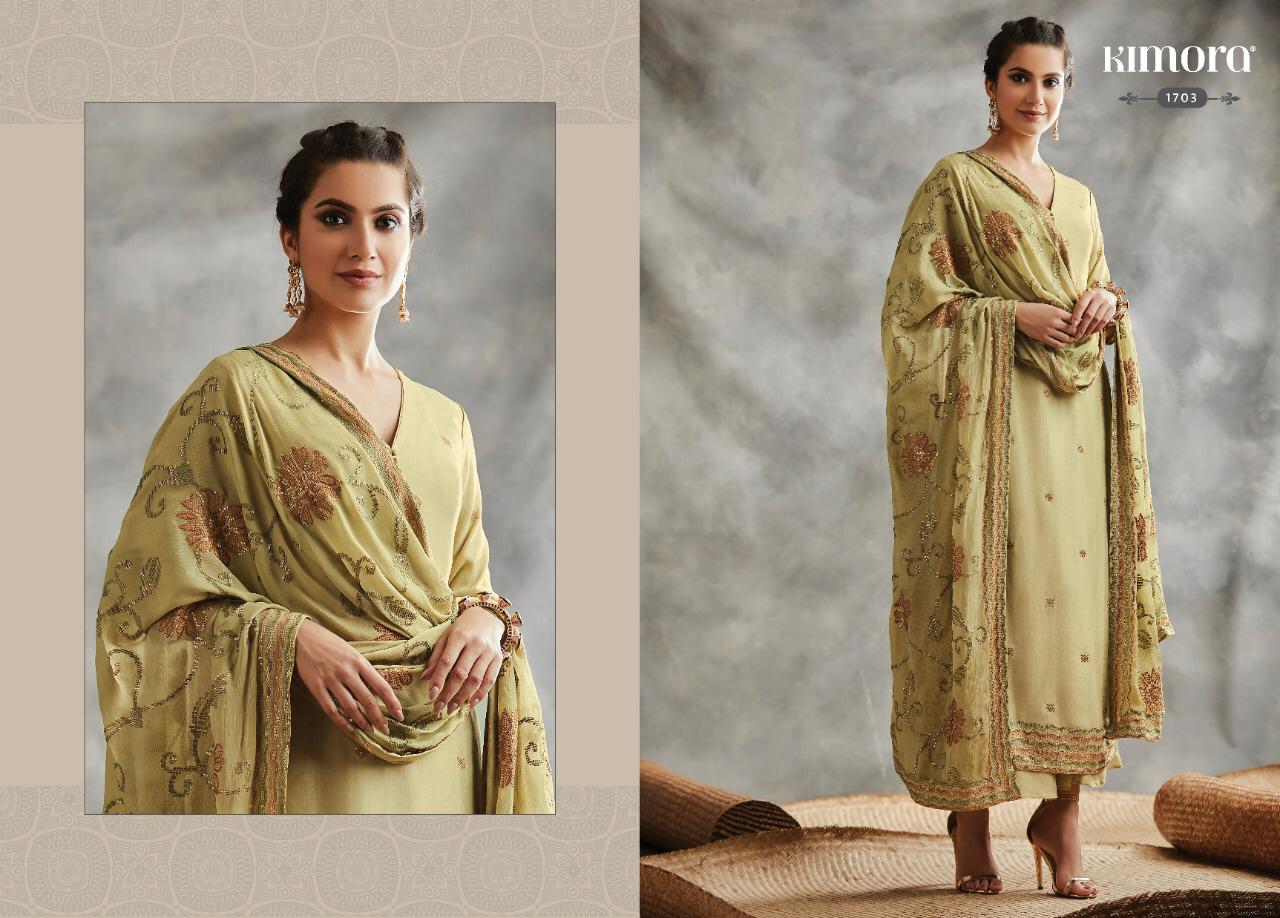 Kimora Heer Fitoor Chinon Chiffon With Jaal Embroidery And Border Latest Dress Materials In India