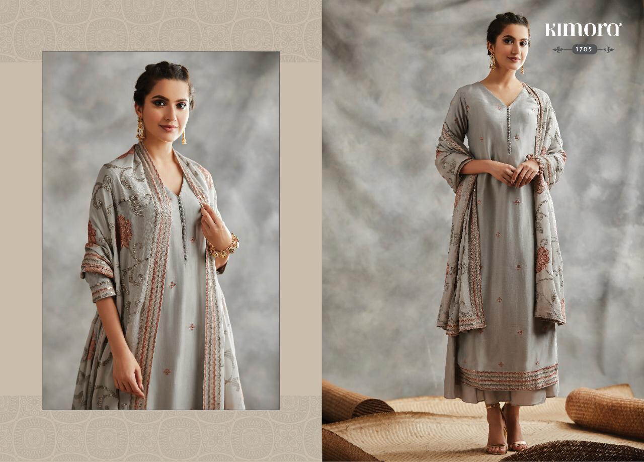 Kimora Heer Fitoor Chinon Chiffon With Jaal Embroidery And Border Latest Dress Materials In India