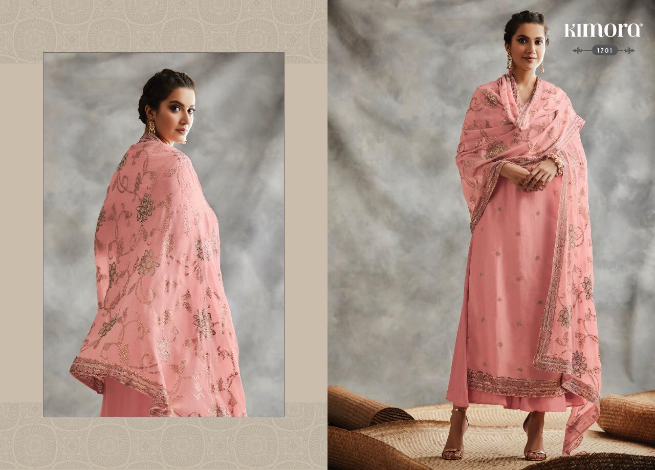 Kimora Heer Fitoor Chinon Chiffon With Jaal Embroidery And Border Latest Dress Materials In India