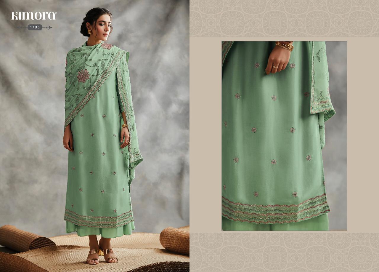 Kimora Heer Fitoor Chinon Chiffon With Jaal Embroidery And Border Latest Dress Materials In India