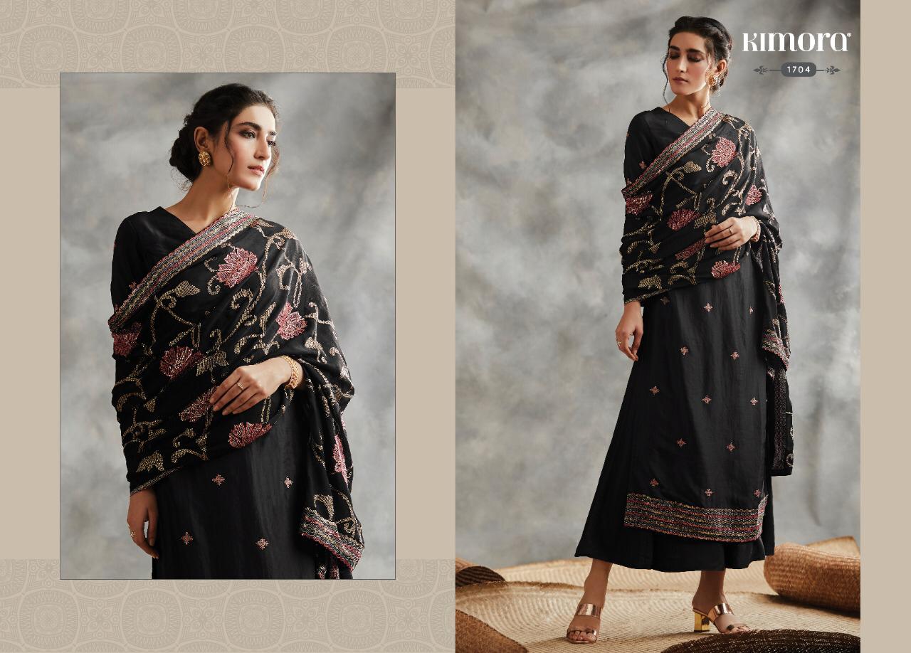 Kimora Heer Fitoor Chinon Chiffon With Jaal Embroidery And Border Latest Dress Materials In India