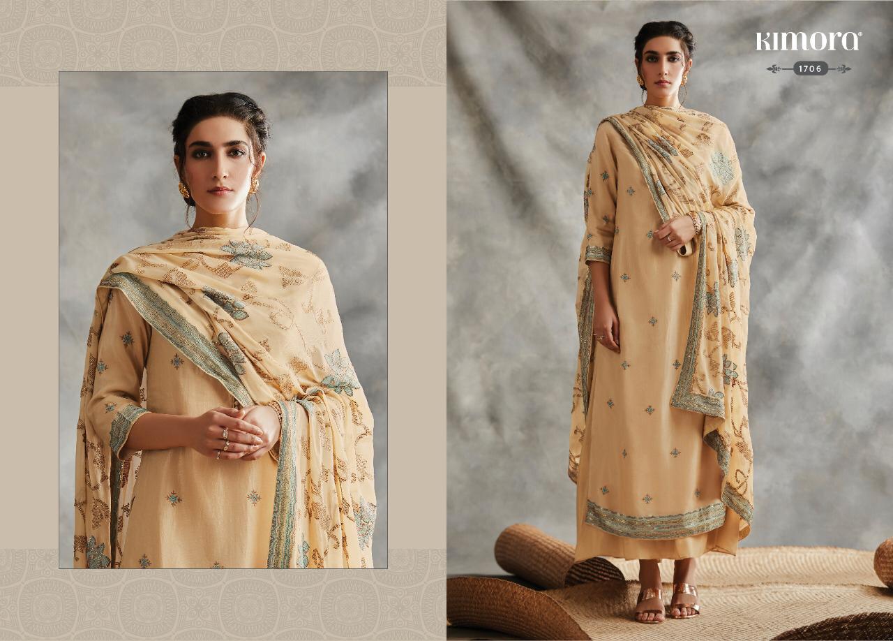 Kimora Heer Fitoor Chinon Chiffon With Jaal Embroidery And Border Latest Dress Materials In India