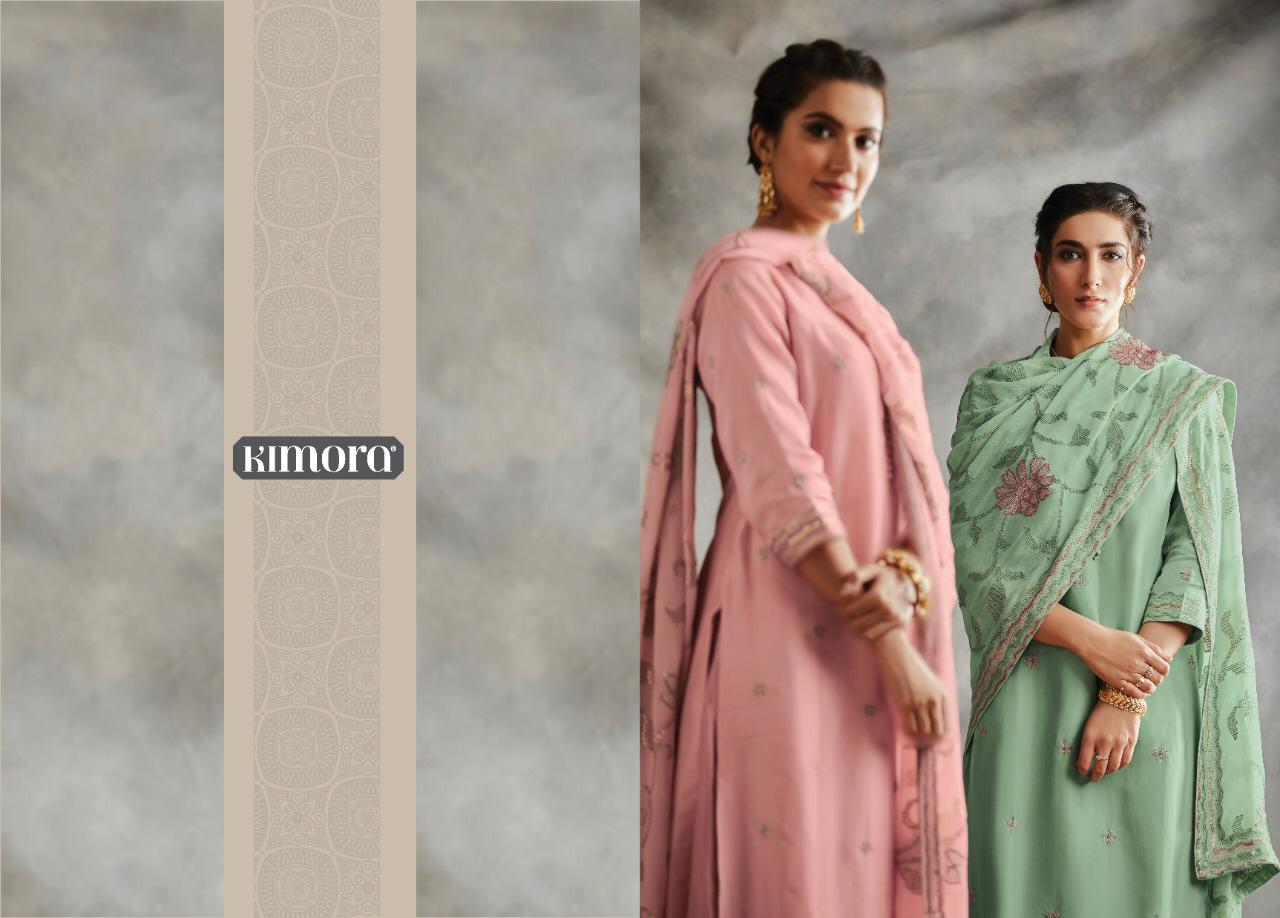 Kimora Heer Fitoor Chinon Chiffon With Jaal Embroidery And Border Latest Dress Materials In India