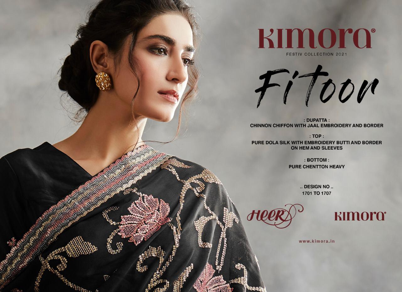 Kimora Heer Fitoor Chinon Chiffon With Jaal Embroidery And Border Latest Dress Materials In India