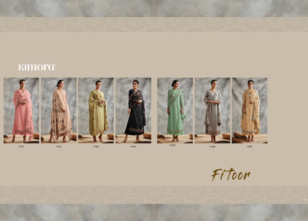 Kimora Heer Fitoor Chinon Chiffon With Jaal Embroidery And Border Latest Dress Materials In India