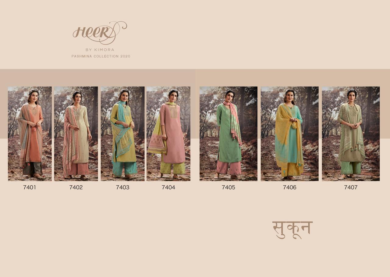 Kimora Heer Sukoon Pashmina Winter Branded Suits Collections 2020 In Surat Textile Market