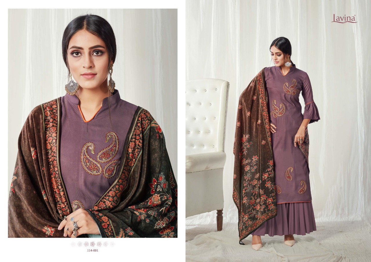 Lavina Launching Lavina Vol 114 Pashmina Embroidery Work Exclusive Winter Collections For Suits